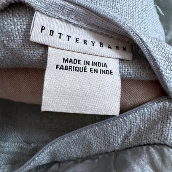 Pottery Barn Aqua Linen Square Pillow Cover 20 x 20 Coastal Farmhouse - Picture 4 of 6